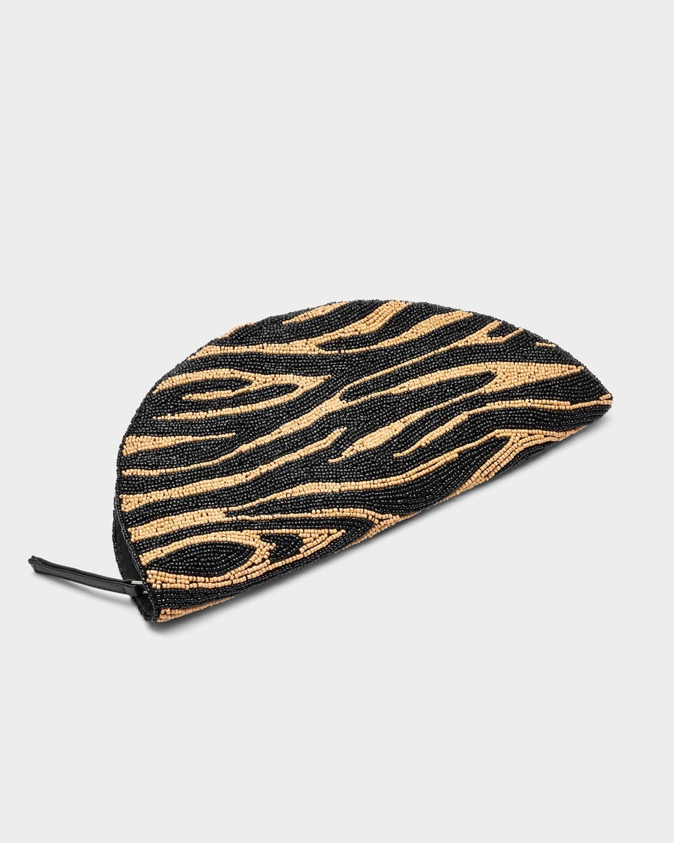 BEADED LUNE CLUTCH - BROWN ZEBRA