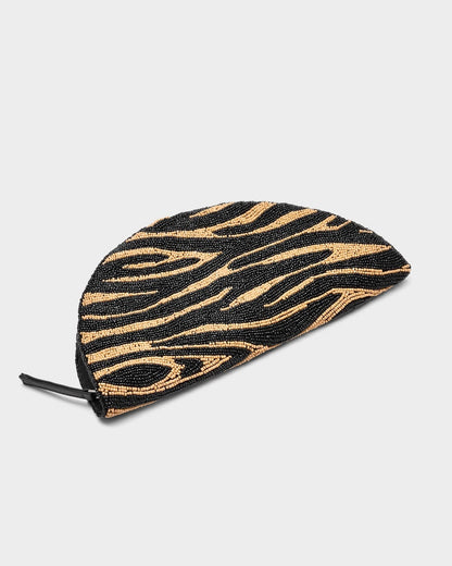 BEADED LUNE CLUTCH - BROWN ZEBRA