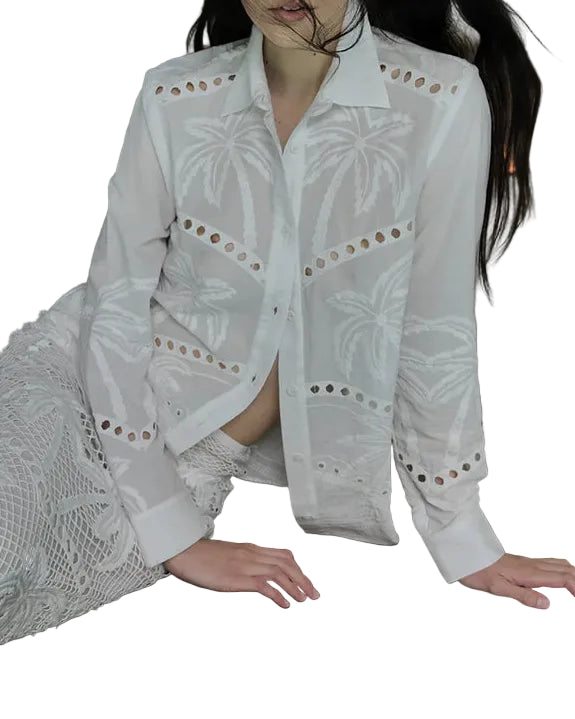 BOHEMIAN PALMS EX BF SHIRT - WHITE