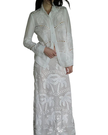 BOHEMIAN PALMS EX BF SHIRT - WHITE
