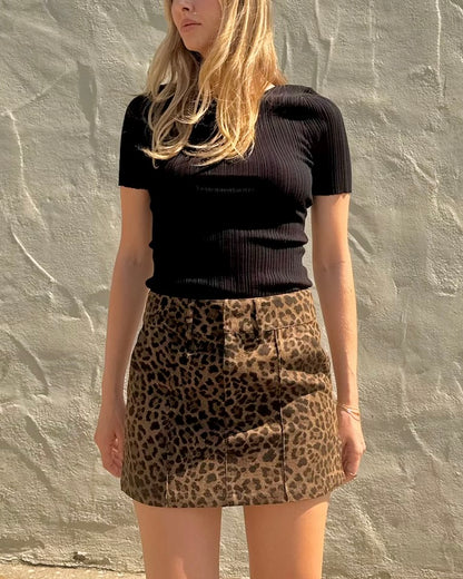 KAIROS SKIRT - BROWN CHEETAH PRINT