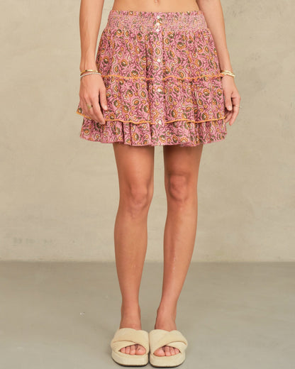 CECI PRINT MINI SKIRT - PINK