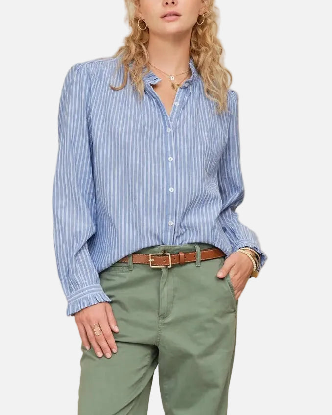 CHRISSIE L/S TOP - BLUE STRIPE