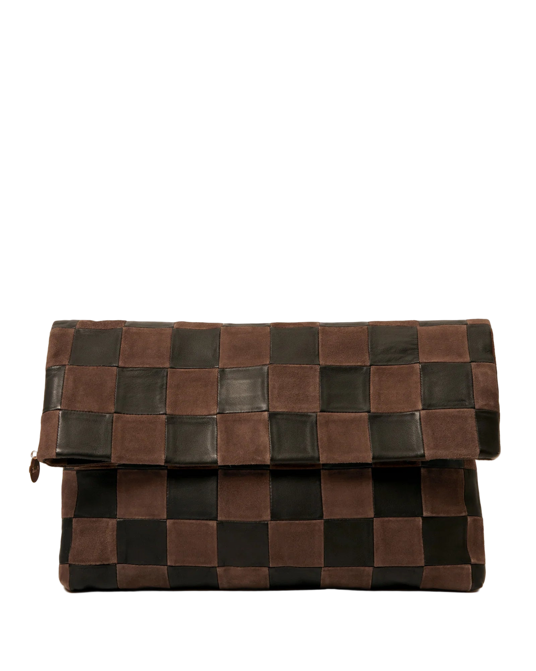 CARRYALL CLUTCH W/ TABS - BLACK/CHOCOLATE OVERSIZED CHECKER