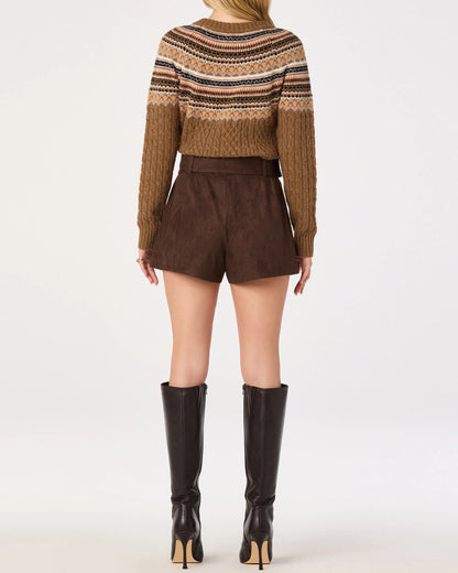 DARIA FAIRE ISLE CABLE KNIT SWEATER - CAMEL