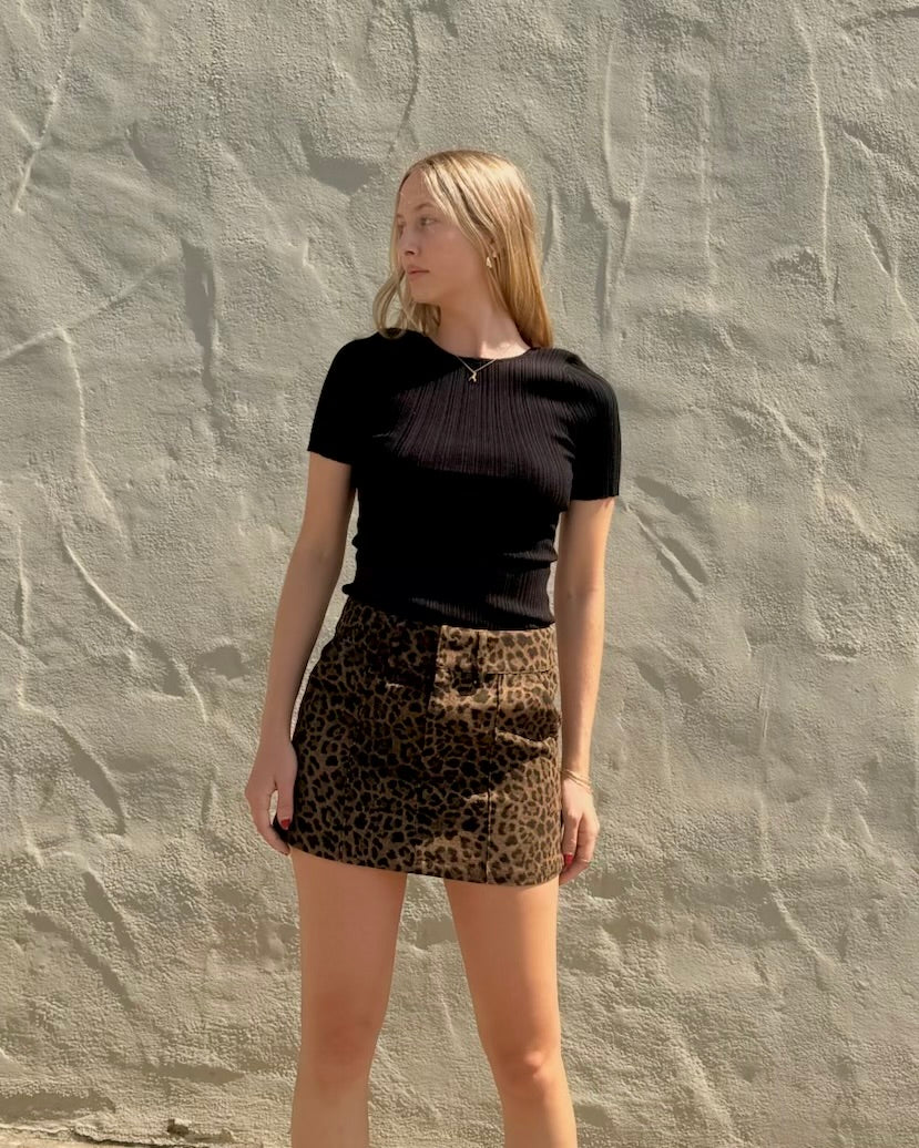 KAIROS SKIRT - BROWN CHEETAH PRINT