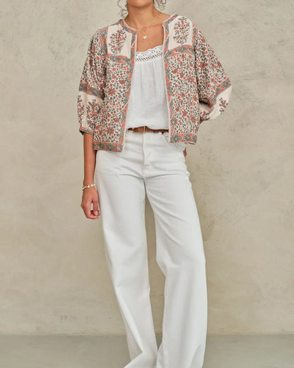 DELLA PRINT JACKET - RUST/KHAKI