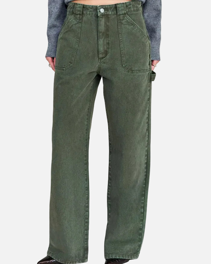 ANGELIQUE DENIM PANT - GROVE GREEN