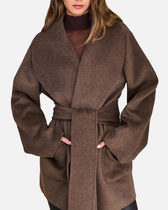 DULCETTA WOOL COAT - SABLE BROWN
