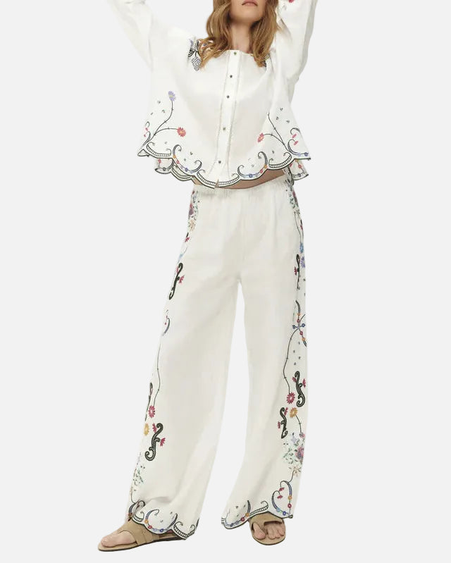 ALEX WIDE LEG PANTS - LINEN KISSES