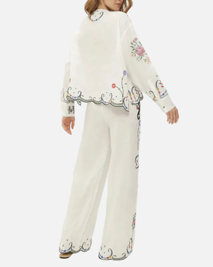 HELENA EMBROIDERED LINEN SHIRT - LINEN KISSES