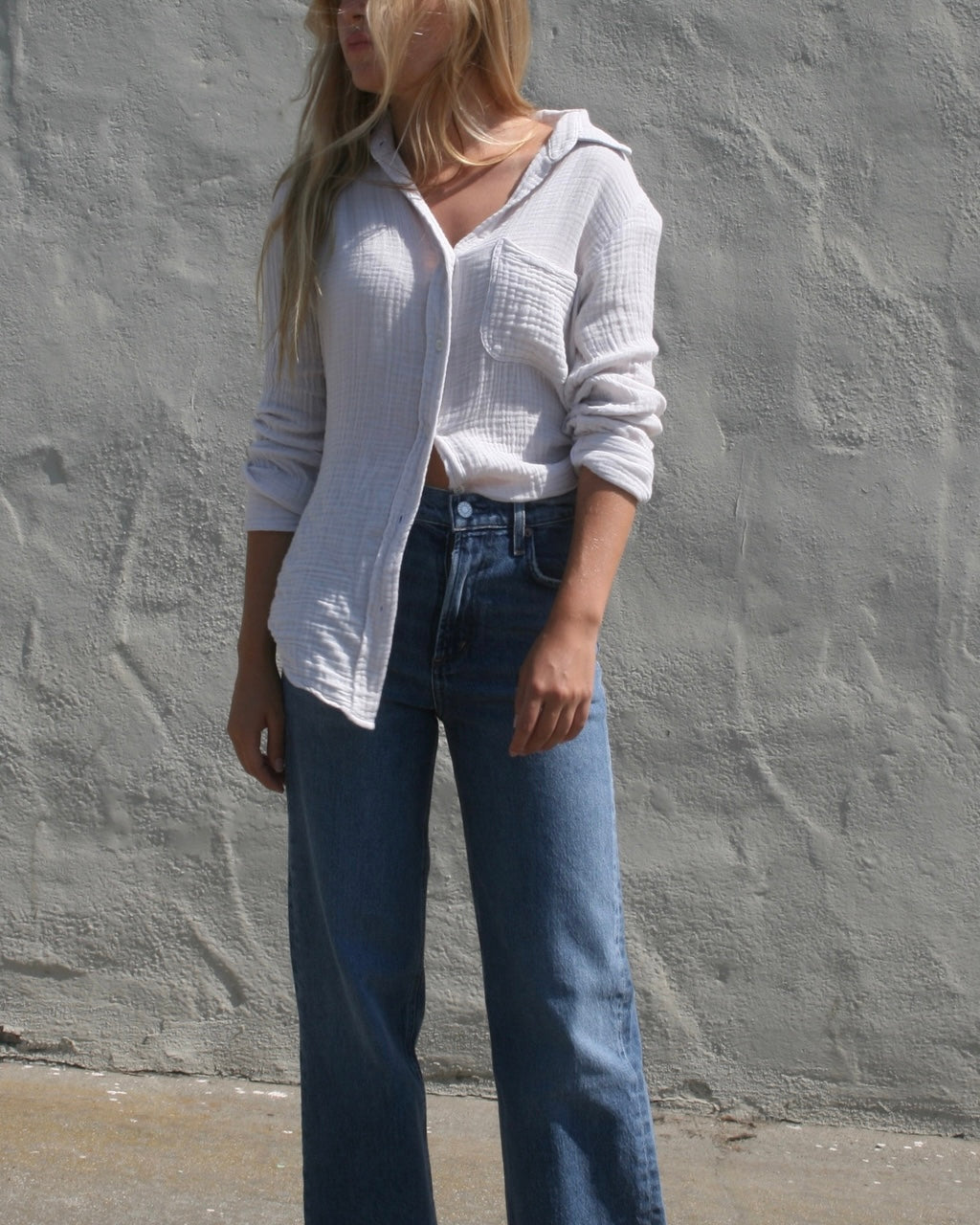 BOYFRIEND SHIRT GAUZE - BIRCH