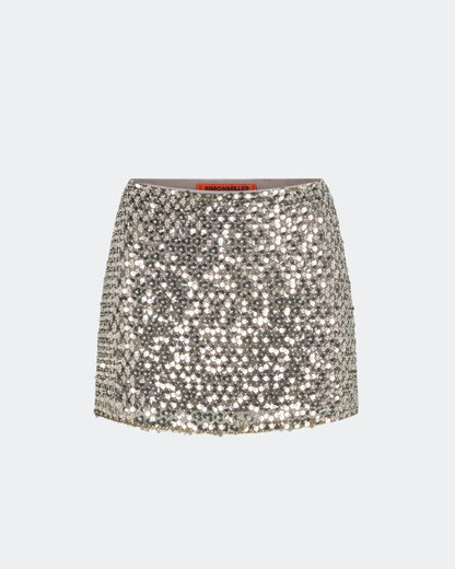 DIZZY SEQUIN SKIRT - SATELLITE SILVER