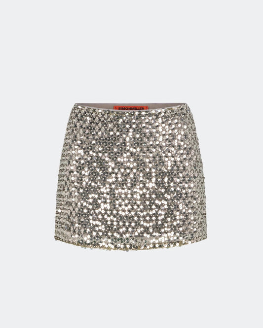 DIZZY SEQUIN SKIRT - SATELLITE SILVER