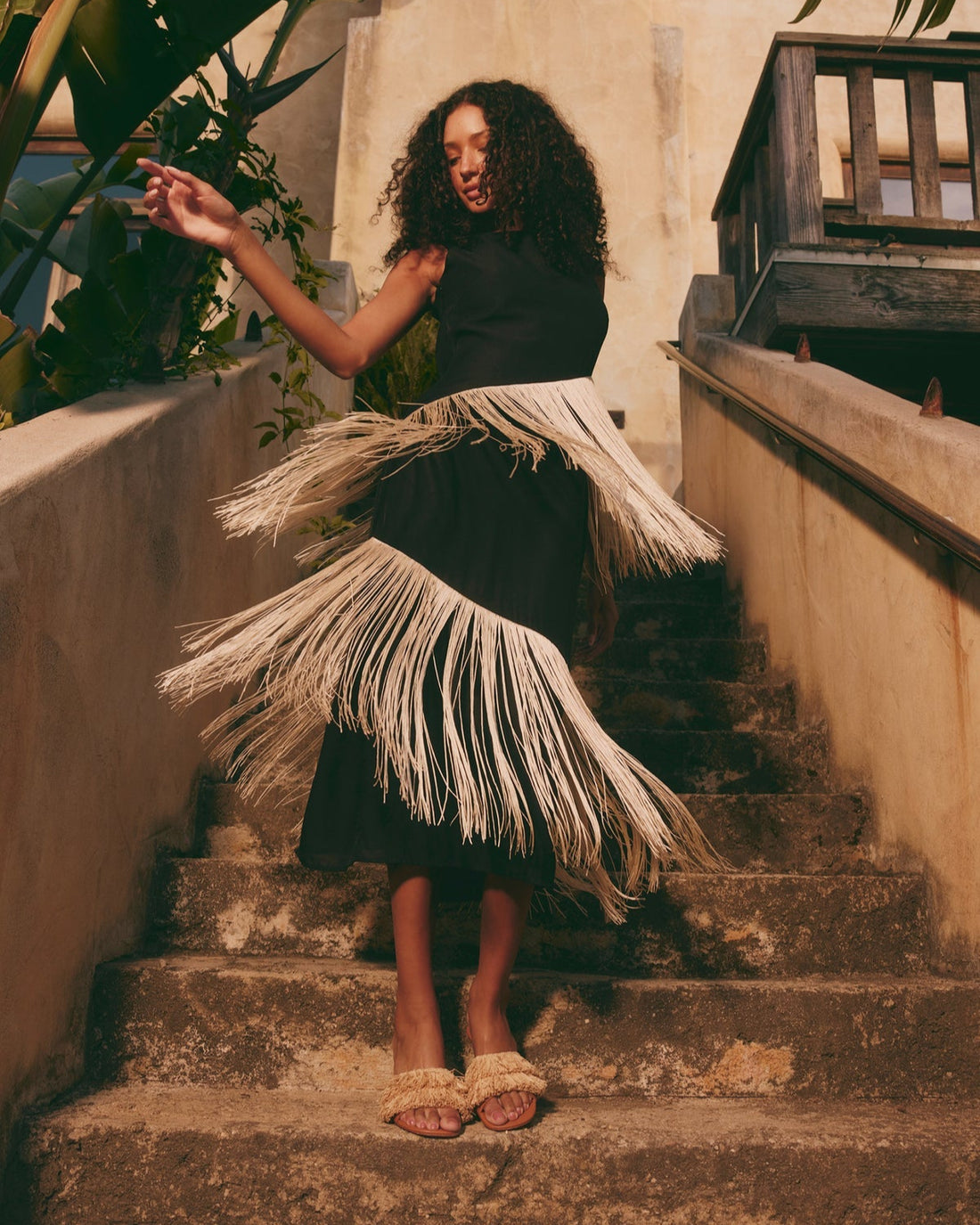 COPACABANA FRINGE DRESS - BLACK