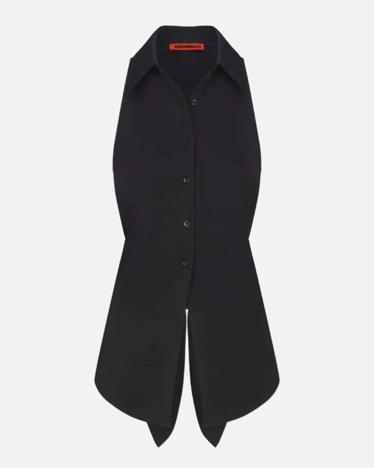 LOCH SLEEVELESS POPLIN BUTTON UP - BLACK