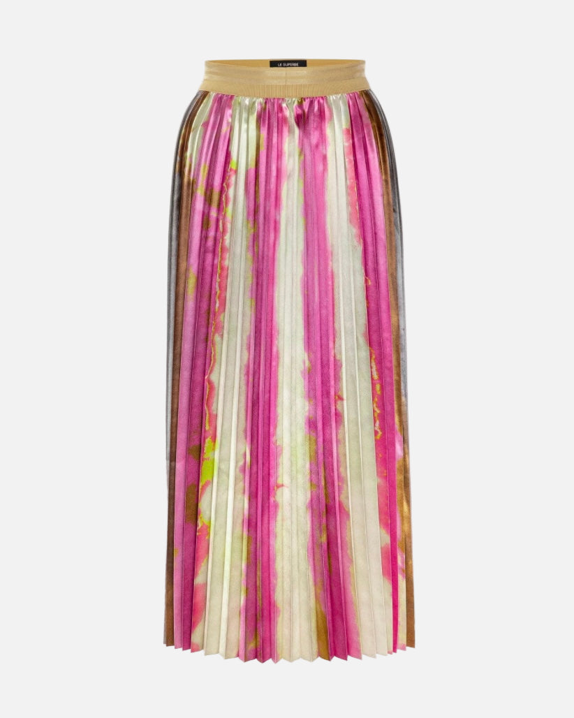 SHIBORI STRIPE PLEAT SKIRT - BRUSH STROKES