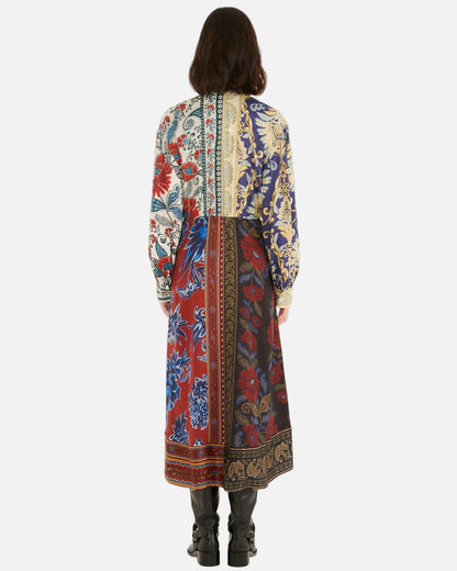 WINTER MIX MIDI DRESS - NAVY