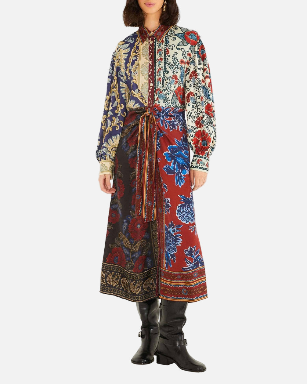 WINTER MIX MIDI DRESS - NAVY