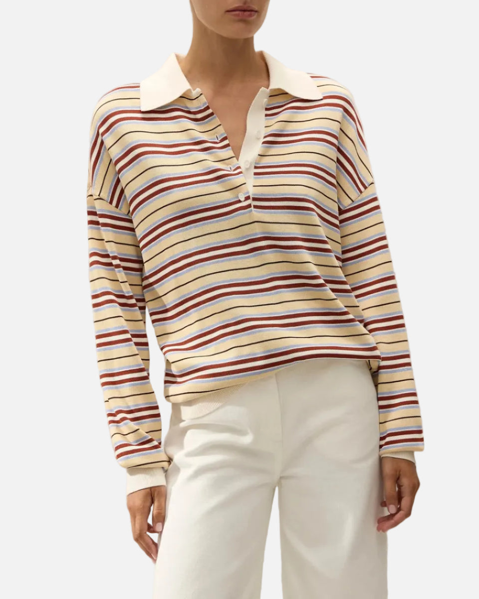 HARLOW OVERSIZED POLO - CILA STRIPE BUTTER