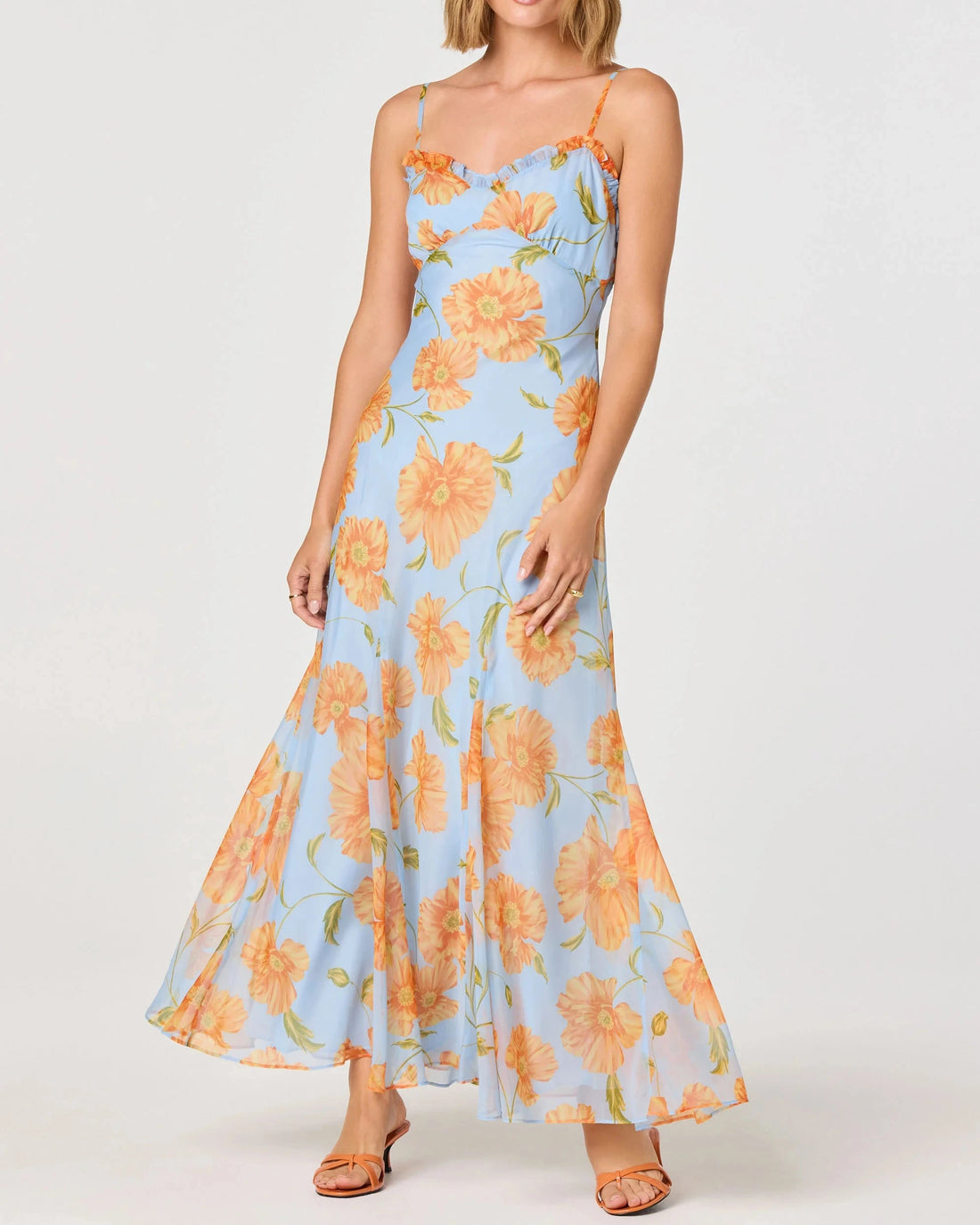 MAERYN DRESS - BLUE ORANGE FLORAL