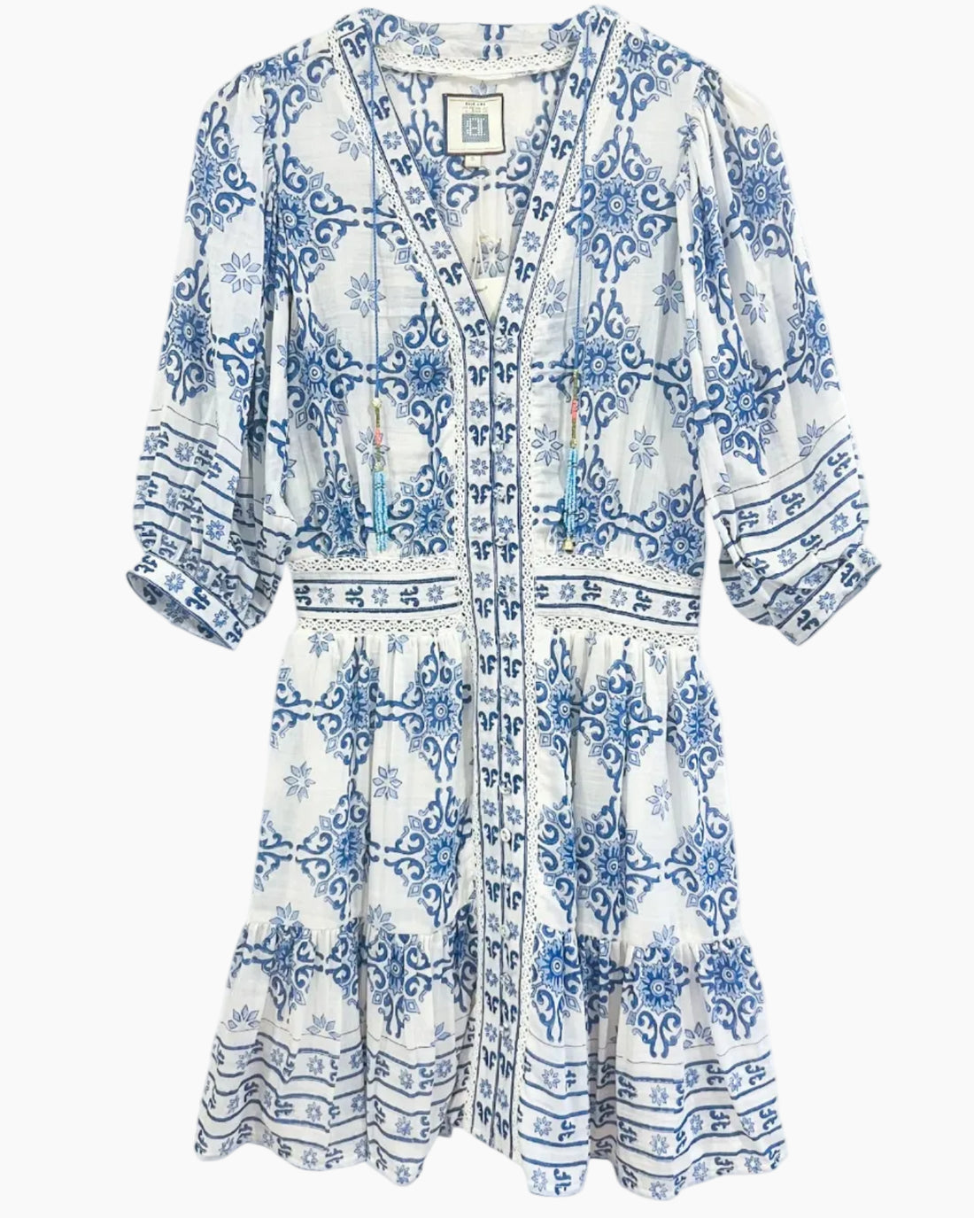 ANN MINI DRESS - BLUE TILE