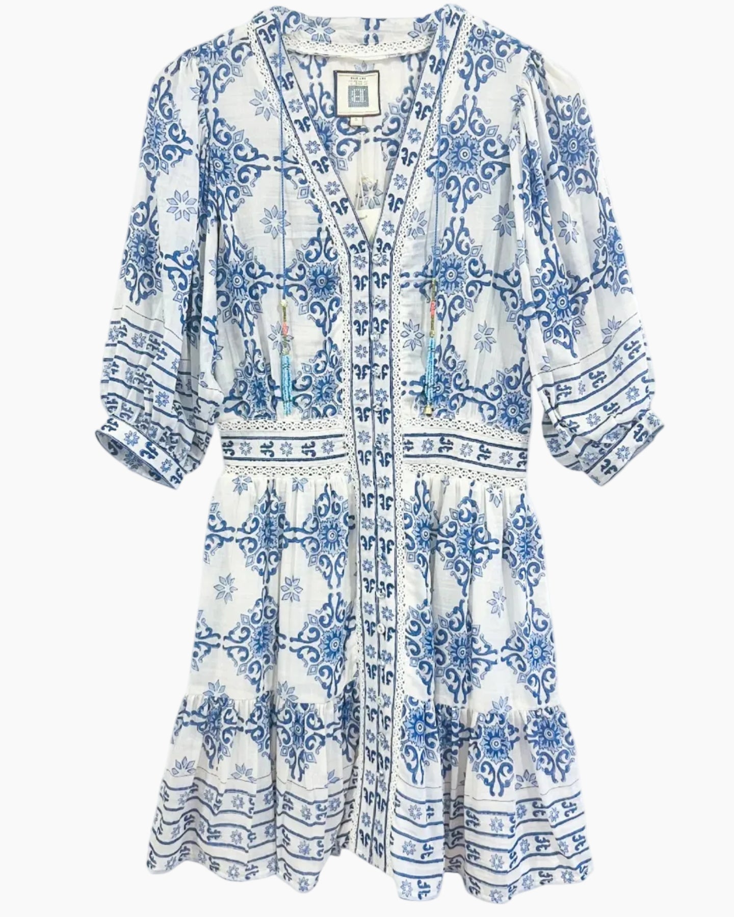 ANN MINI DRESS - BLUE TILE