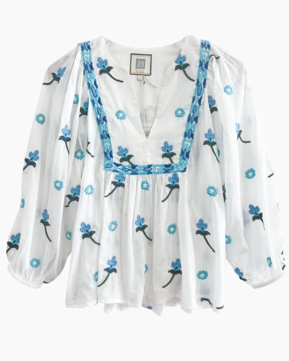 MACEY TOP - BLUE FLOWER