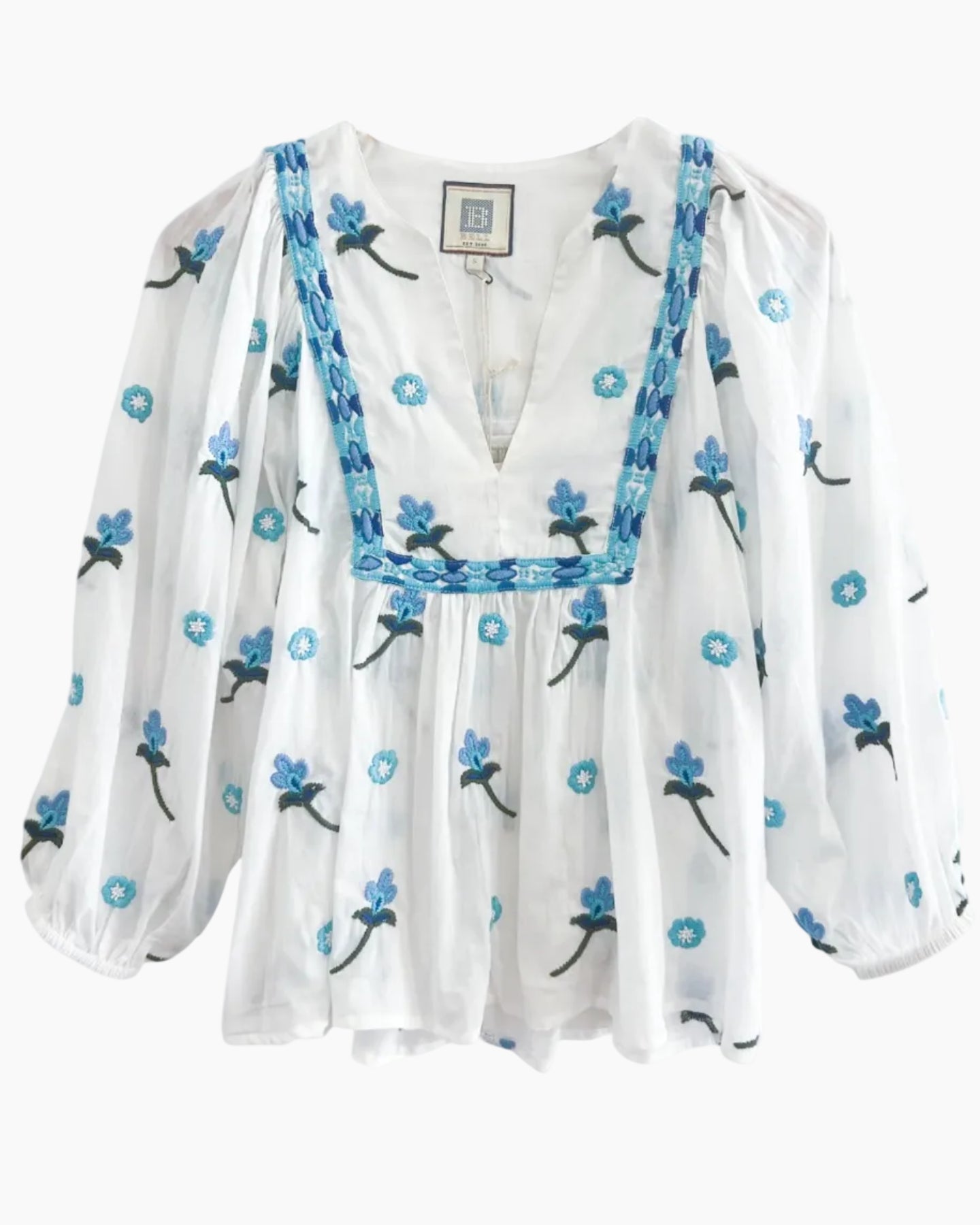 MACEY TOP - BLUE FLOWER