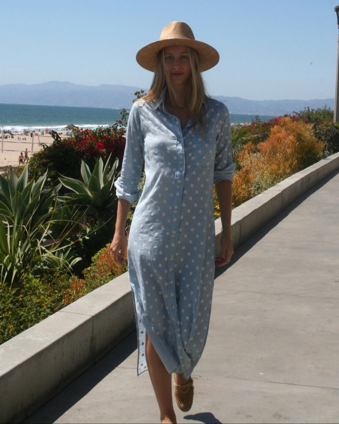 BOYFRIEND MAXI DRESS - DENIM DOT