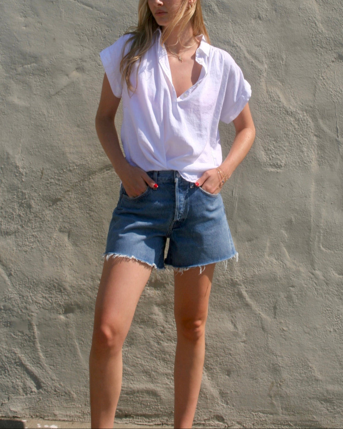 S/S HENLEY - WHITE