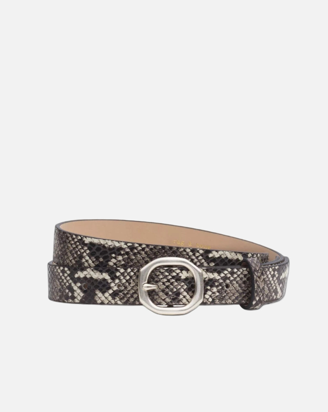 SMALL AUDREY LEATHER BELT - WHITE SNAKE