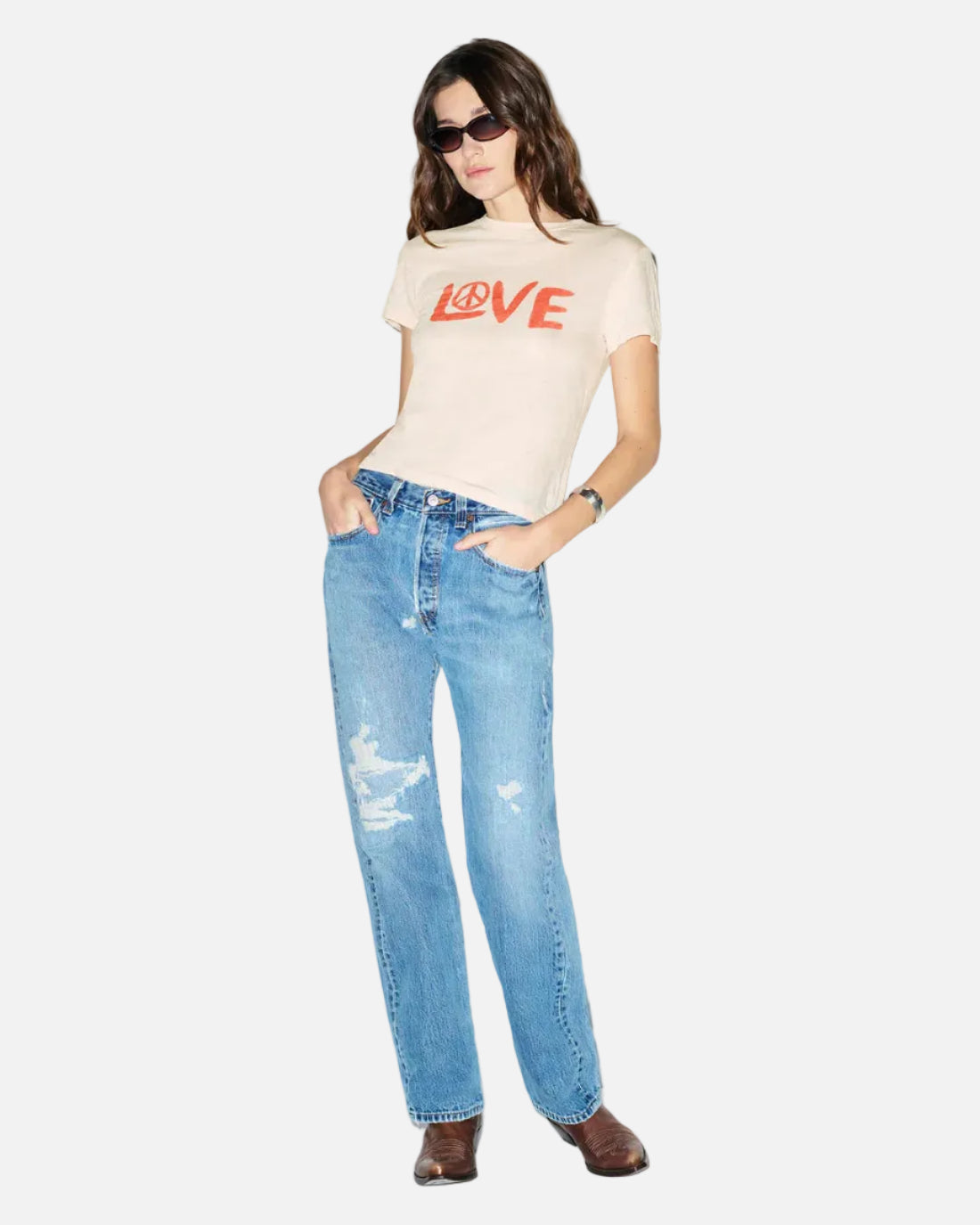 CLASSIC TEE LOVE AND PEACE - PINK SALT