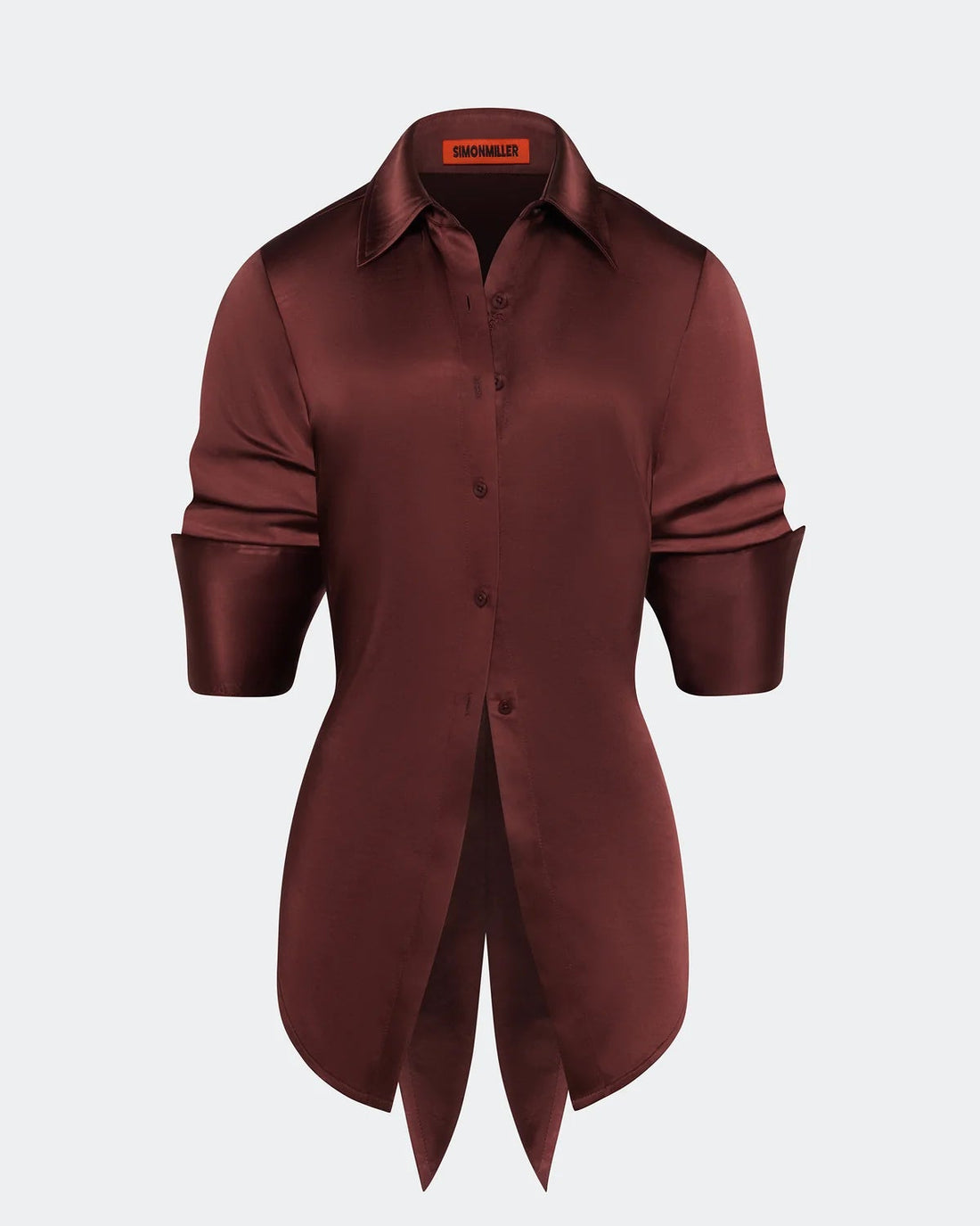 LOCH SATIN BUTTON UP - CHOCO BROWN