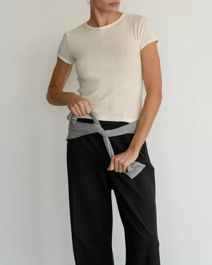 POINTELLE BABY TEE - CREME