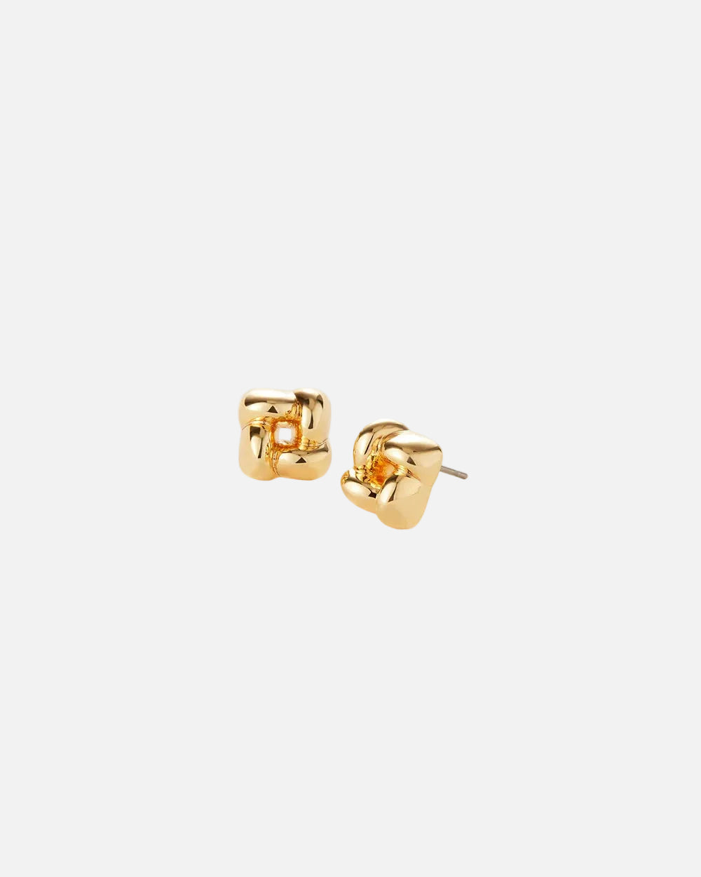 MINI WOVEN SQUARE EARRINGS - GOLD