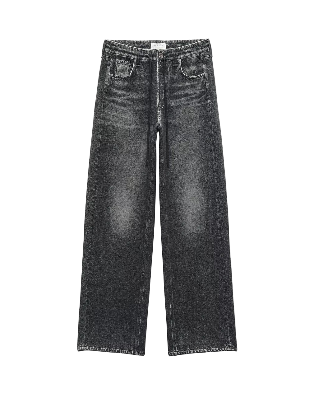 MIRAMAR TERRY DRAWSTRING WIDE LEG PANT - WASHED BLACK