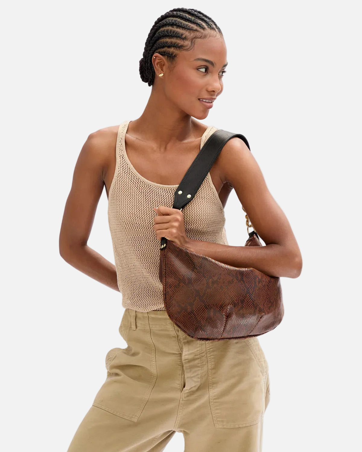 MOYEN MESSENGER - AUBURN EMBOSSED PYTHON