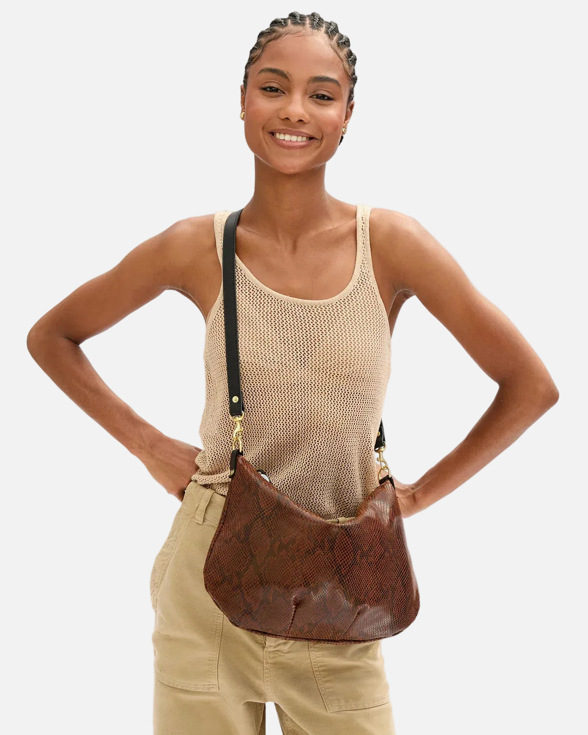 MOYEN MESSENGER - AUBURN EMBOSSED PYTHON