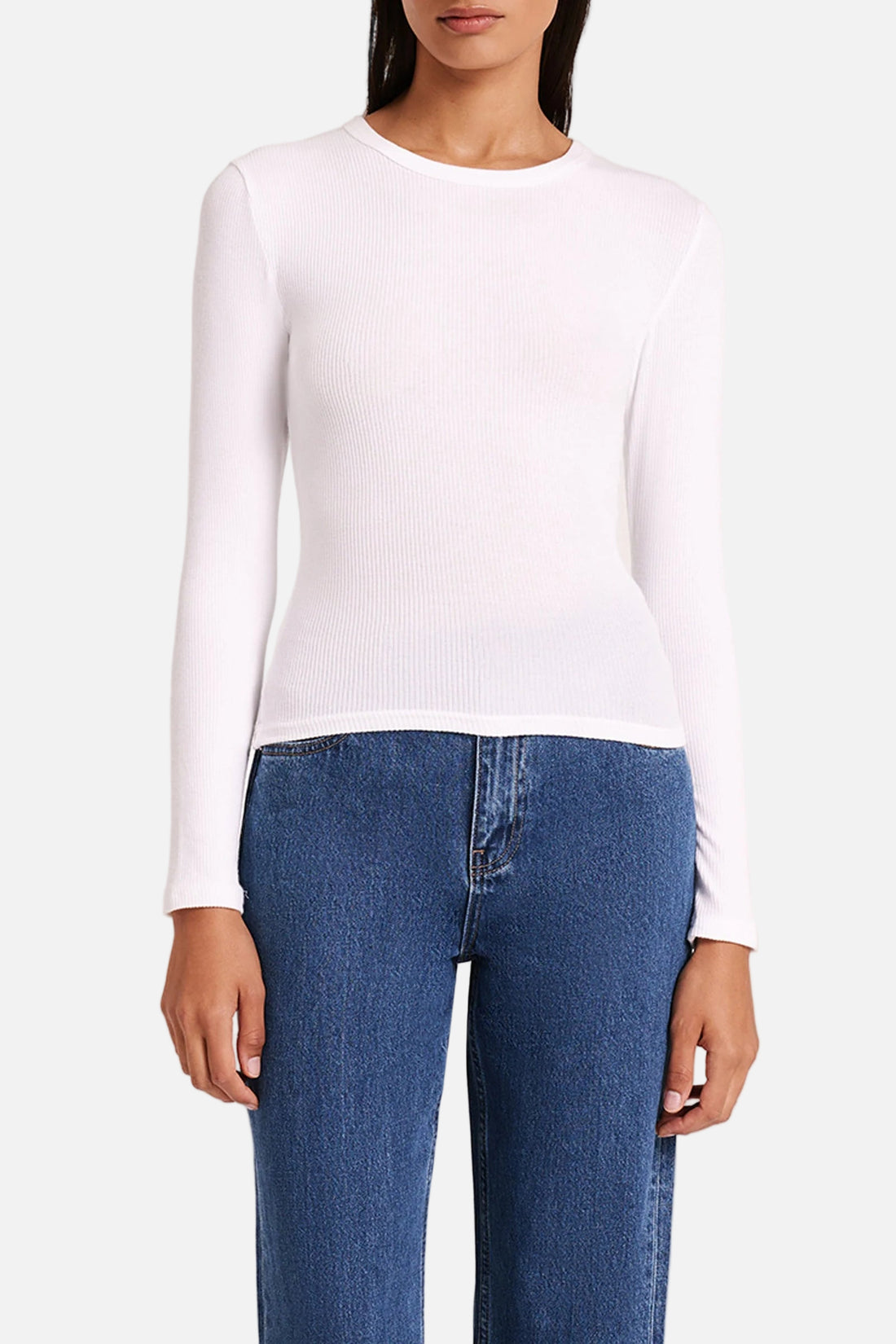 ORGANIC RIB LS TEE - WHITE