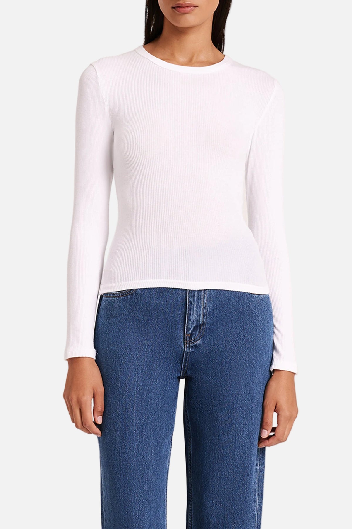 ORGANIC RIB LS TEE - WHITE