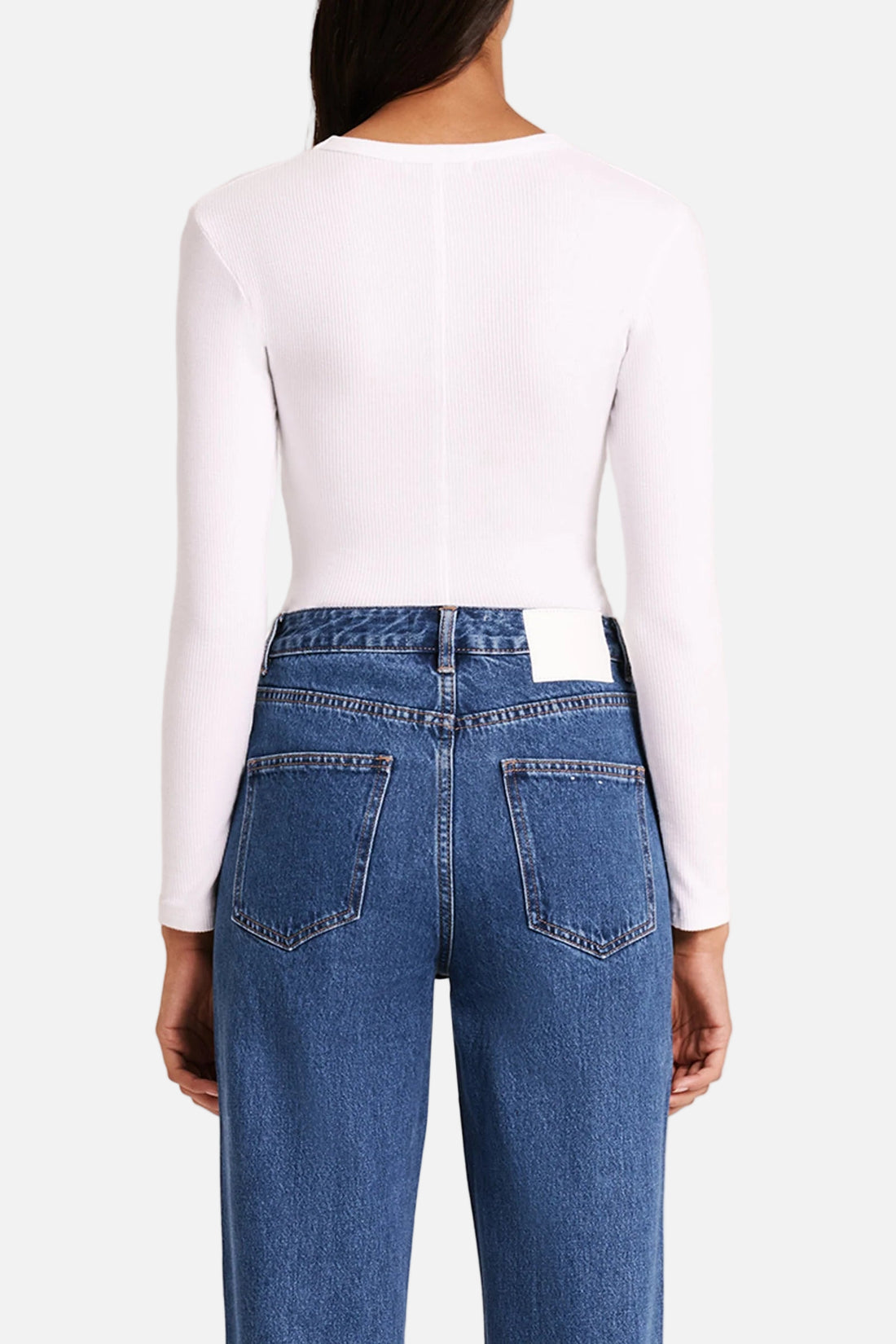 ORGANIC RIB LS TEE - WHITE