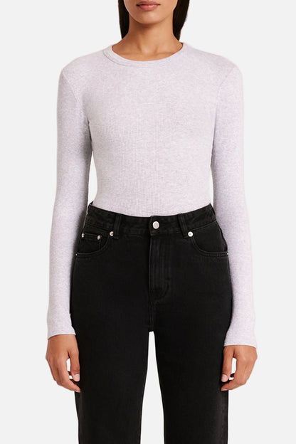 ORGANIC RIB LS TEE - GREY MARLE