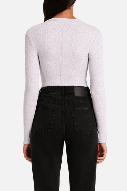 ORGANIC RIB LS TEE - GREY MARLE