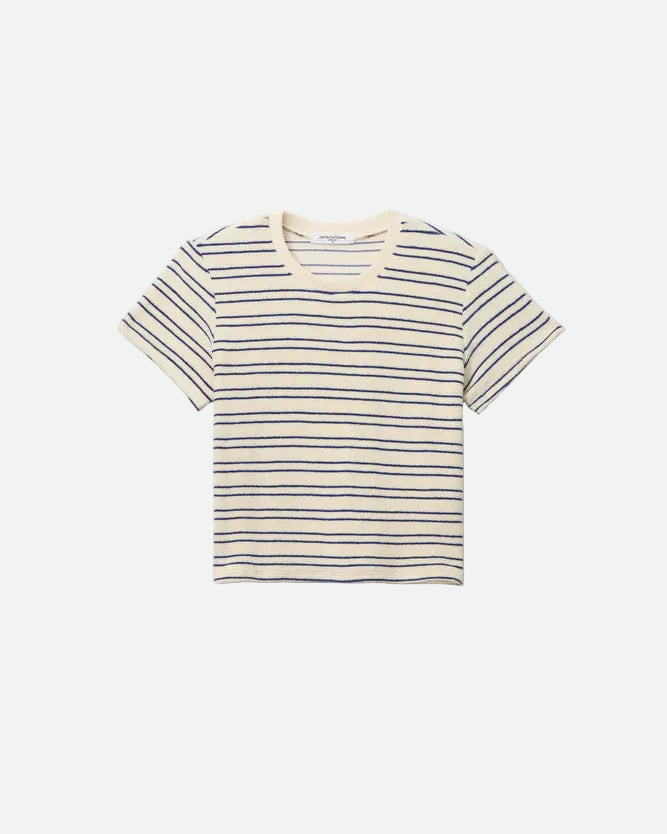 EVE SS CREW NECK TEE - COBALT/SUGAR STRIPE