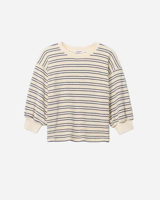 ROXY LOOP TERRY BOXY SWEATSHIRT - COBALT/SUGAR STRIPE