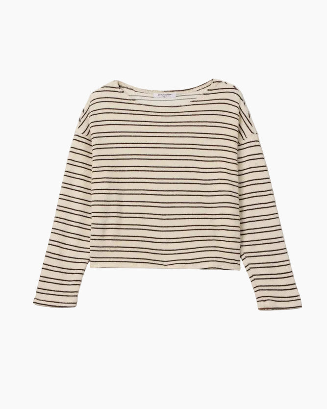 KERI STRIPE LOOP TERRY LONG SLEEVE - NATURAL/CHOCOLATE