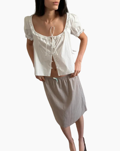 FLOUNCED TOP - WHITE