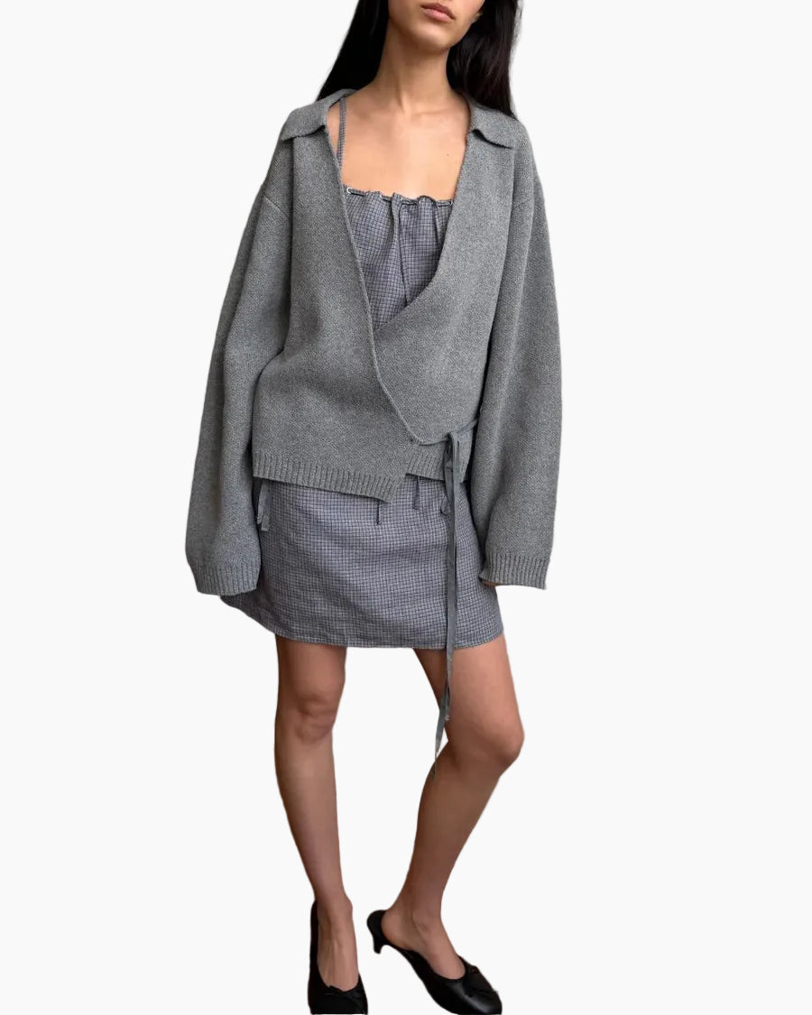 WRAP CARDIGAN - GREY