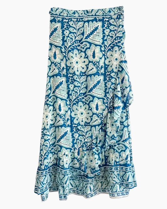 WRAP MAXI SKIRT - TURQUOISE FLORAL